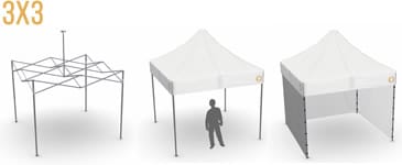 Carpa plegable Classic cuadrada de 3x3m